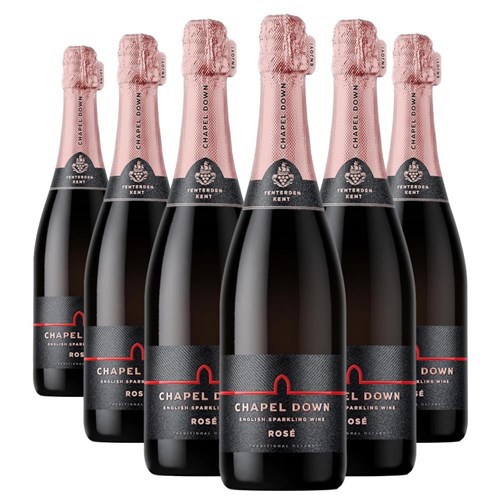 Buy a Case of 6 Bottles of Chapel Down Rose English Sparkling Wine 75cl - Securely Packaged and Delivered Together